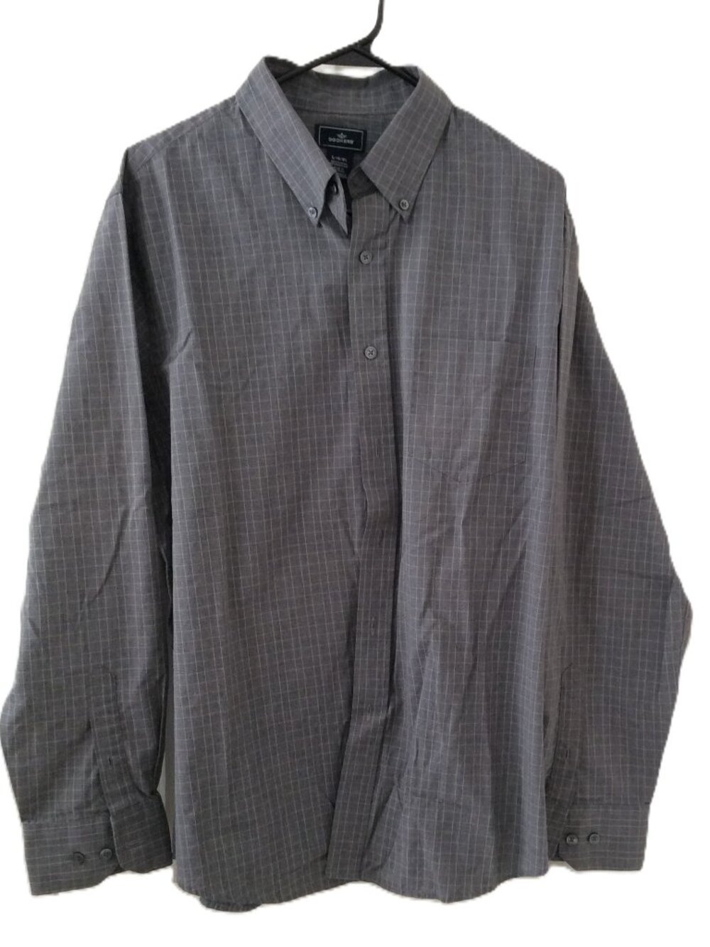 Dockers Long Sleeved Shirt - Large 16 - 16 1/2 neck Grey Plaid VGC
